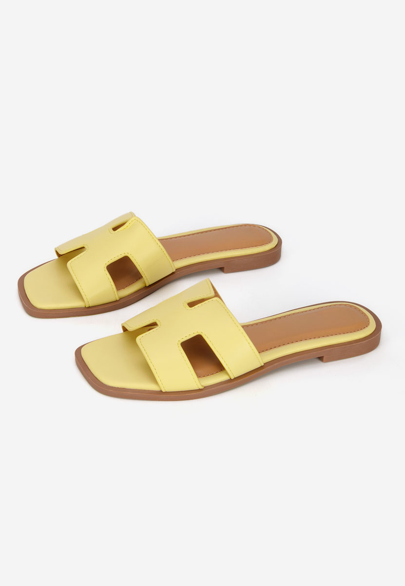 Žlutá dámské pantofle bez podpatku Lecya