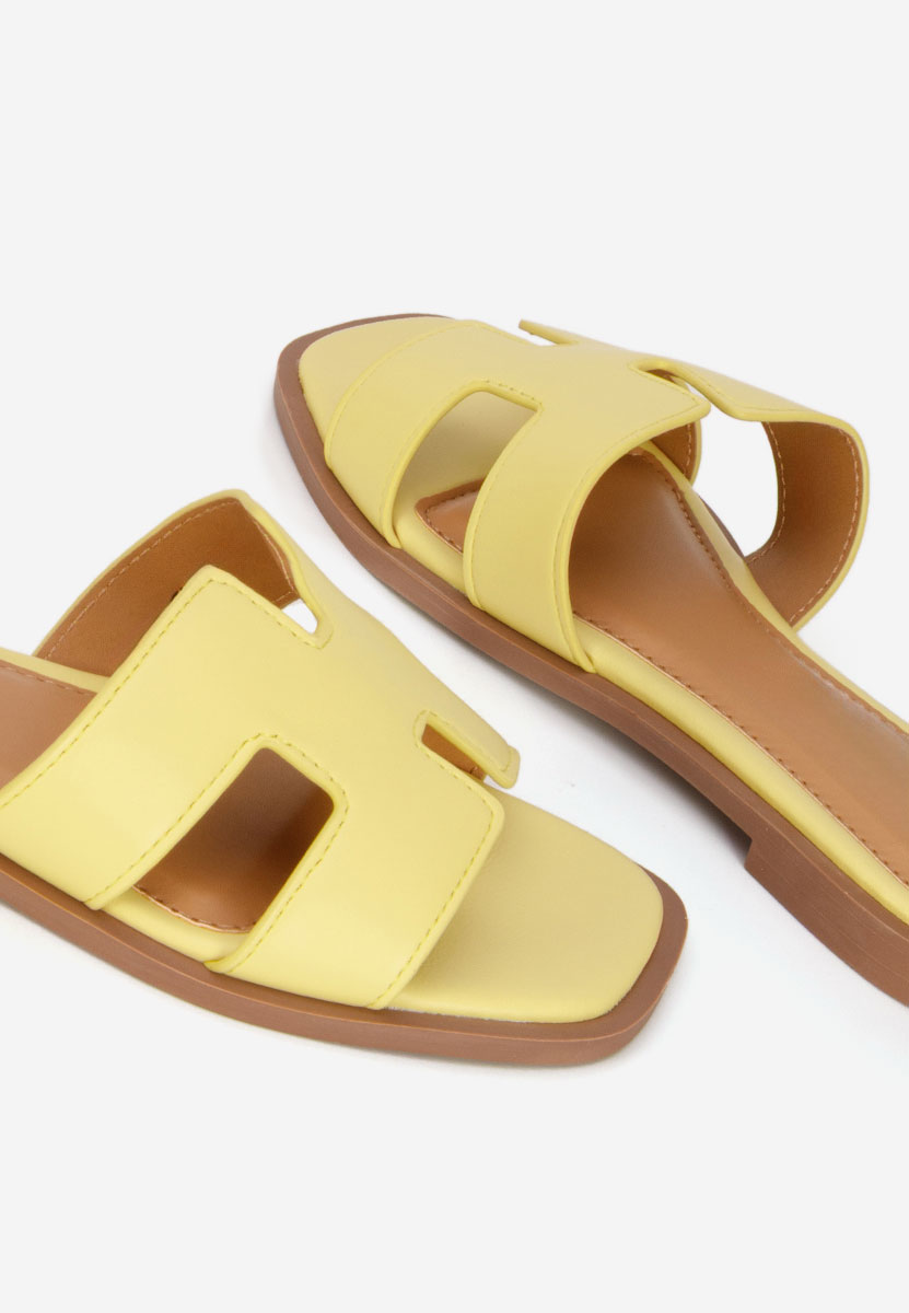 Žlutá dámské pantofle bez podpatku Lecya