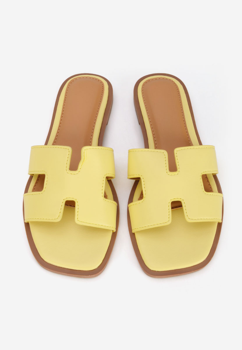 Žlutá dámské pantofle bez podpatku Lecya