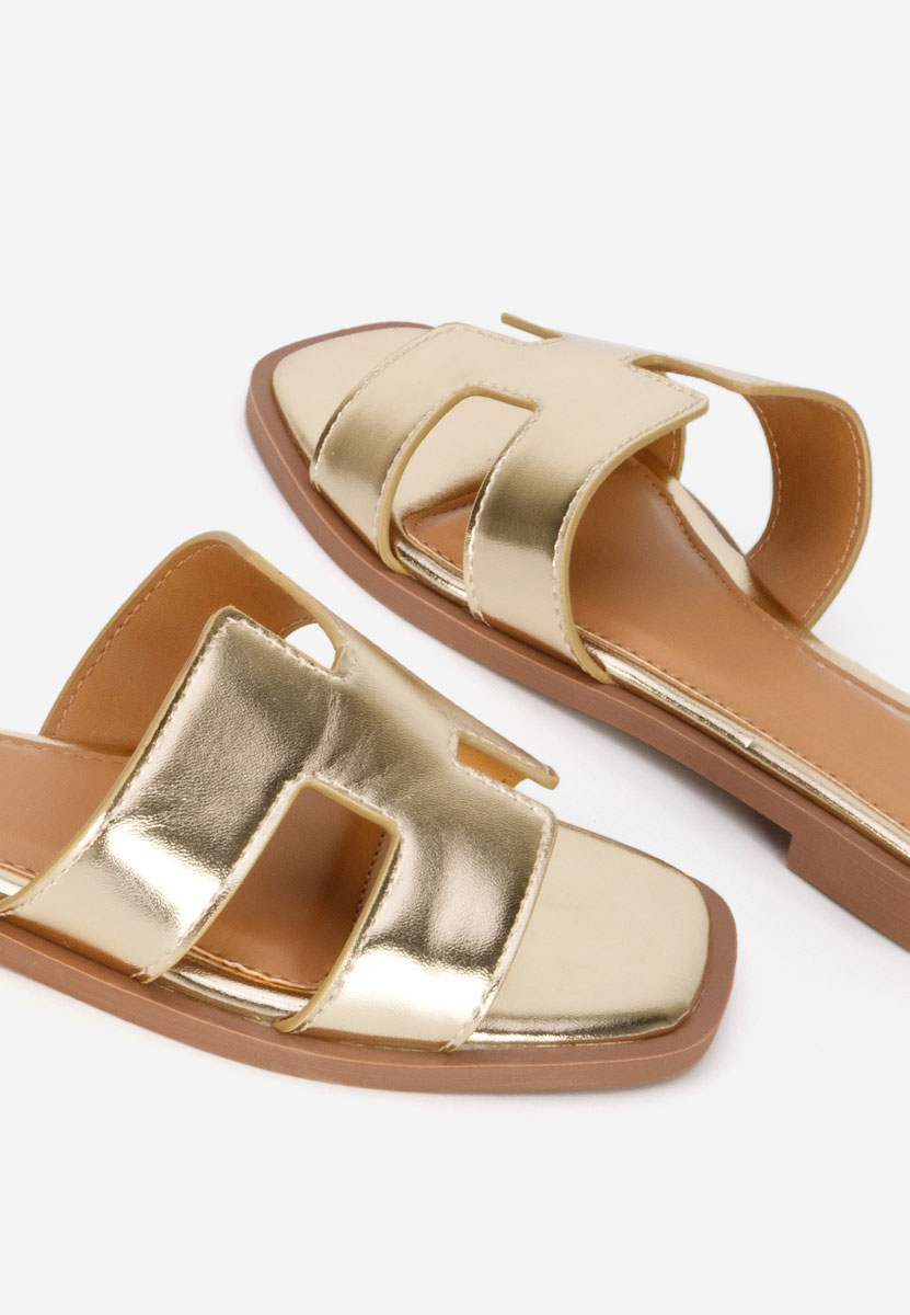 Zlaté dámské pantofle bez podpatku Lecya