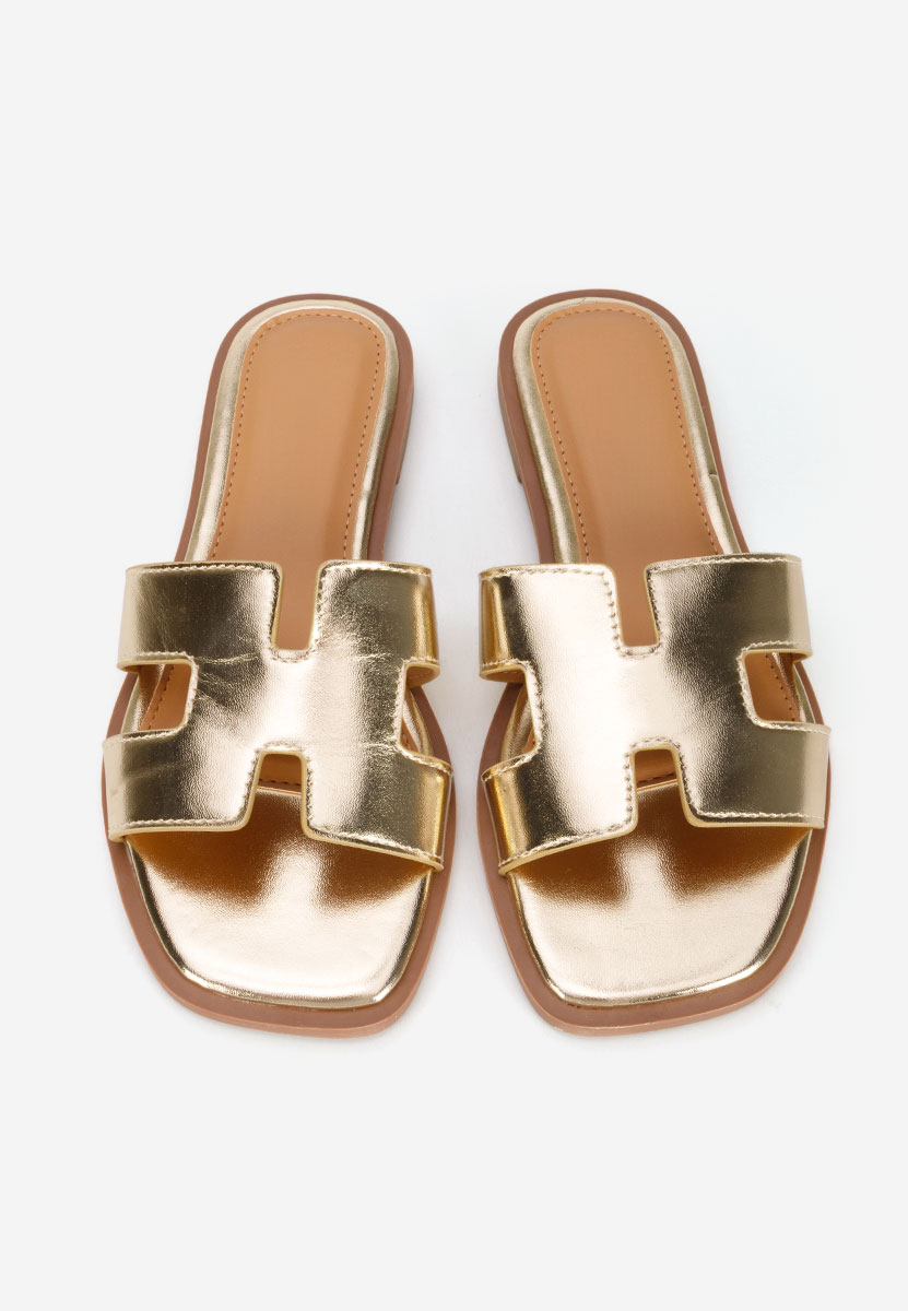 Zlaté dámské pantofle bez podpatku Lecya