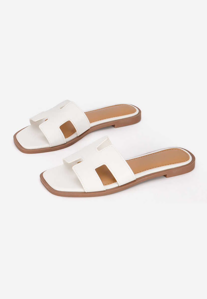 Bílé dámské pantofle bez podpatku Lecya