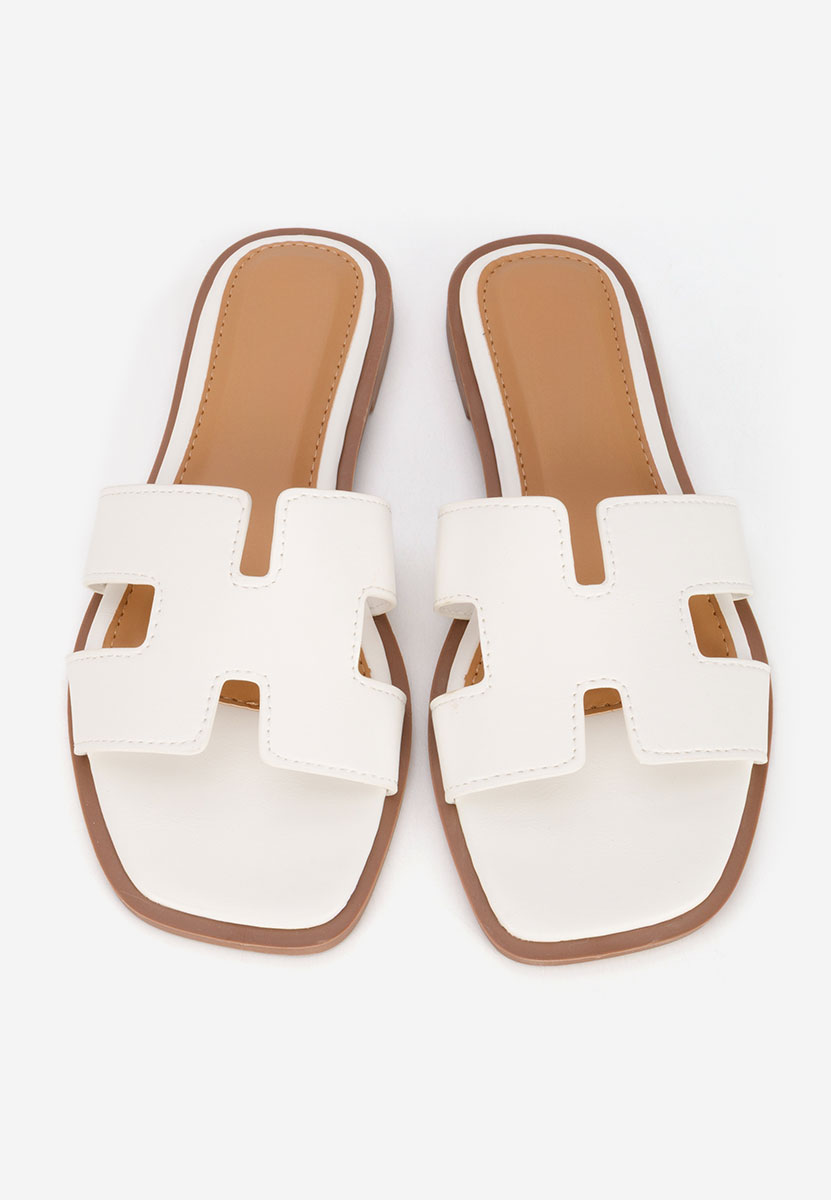 Bílé dámské pantofle bez podpatku Lecya