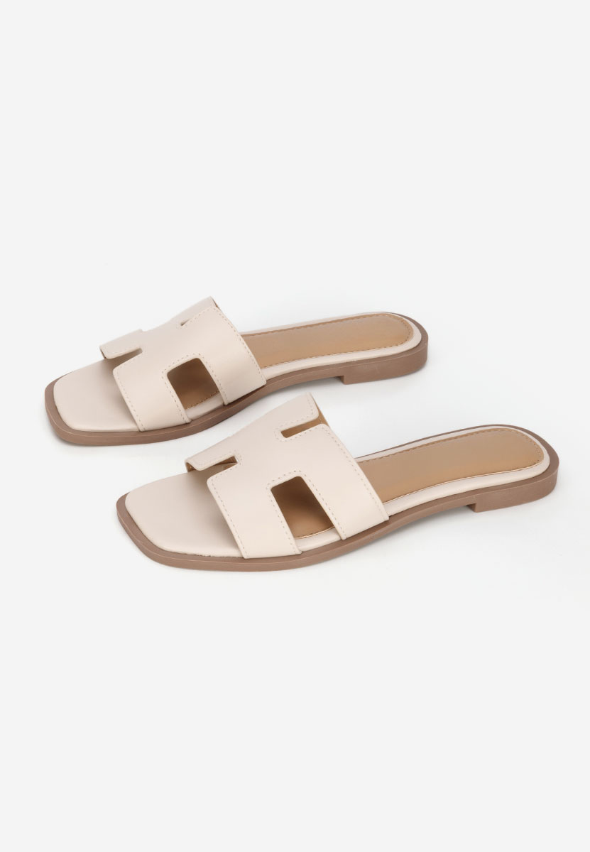 Béžové dámské pantofle bez podpatku Lecya