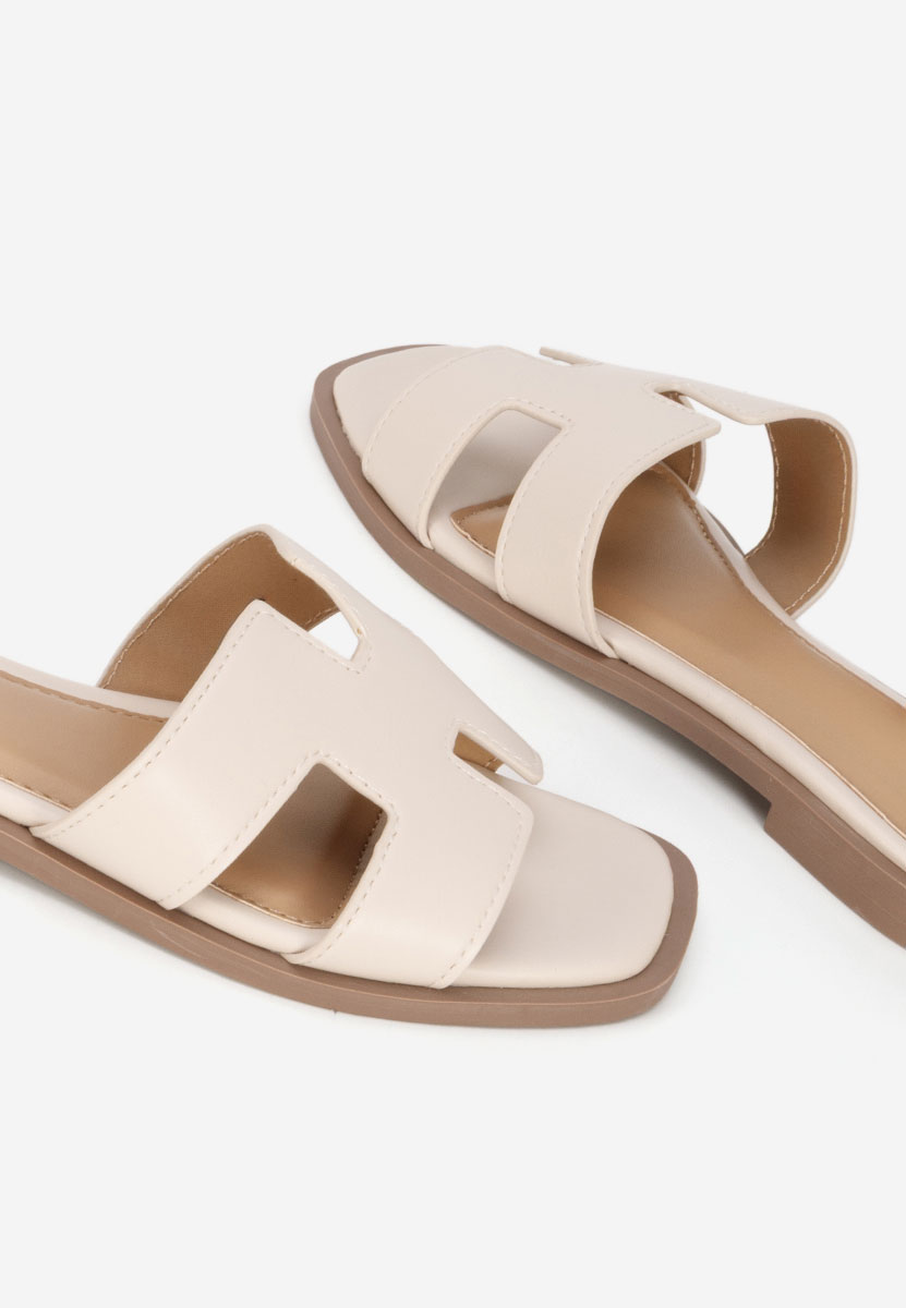 Béžové dámské pantofle bez podpatku Lecya