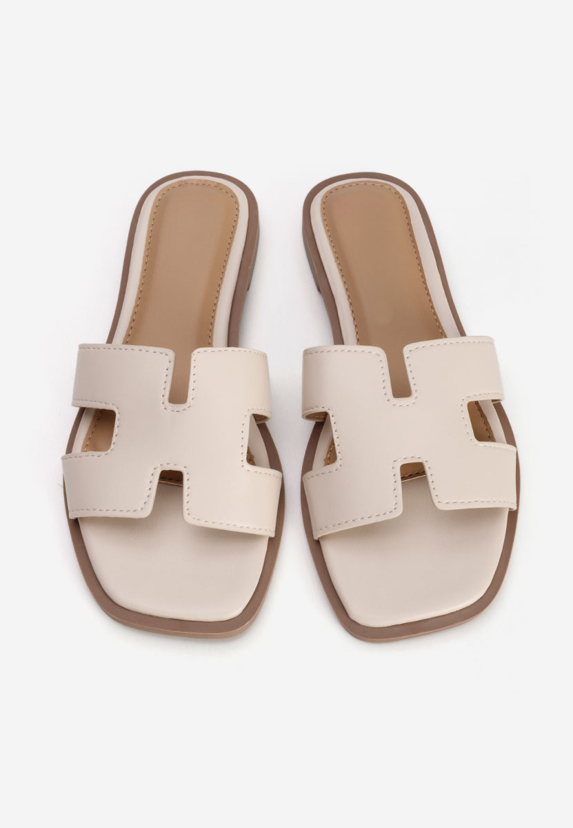 Béžové dámské pantofle bez podpatku Lecya