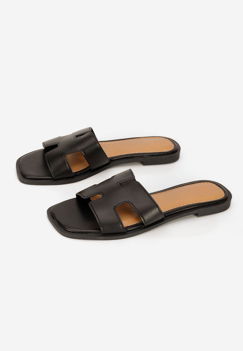 Černé dámské pantofle bez podpatku Lecya