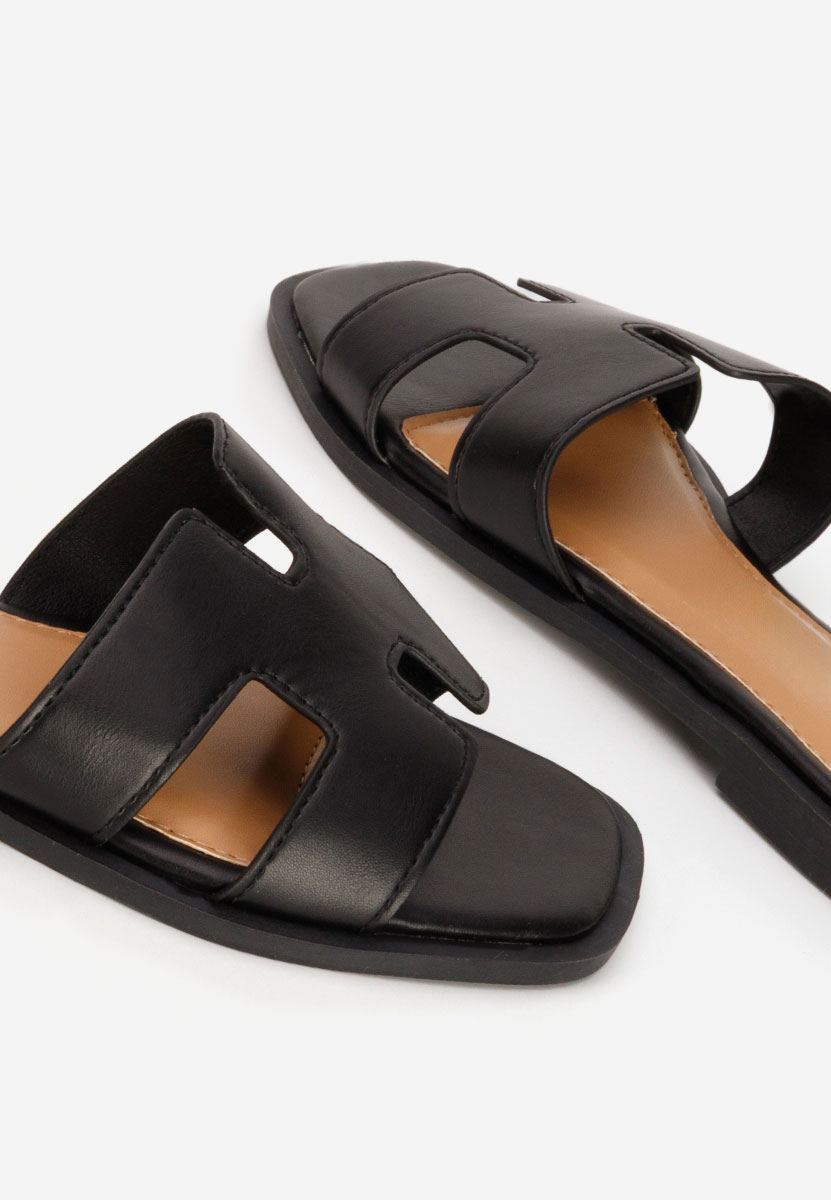 Černé dámské pantofle bez podpatku Lecya