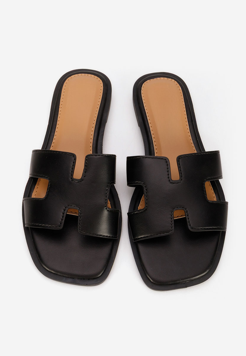 Černé dámské pantofle bez podpatku Lecya