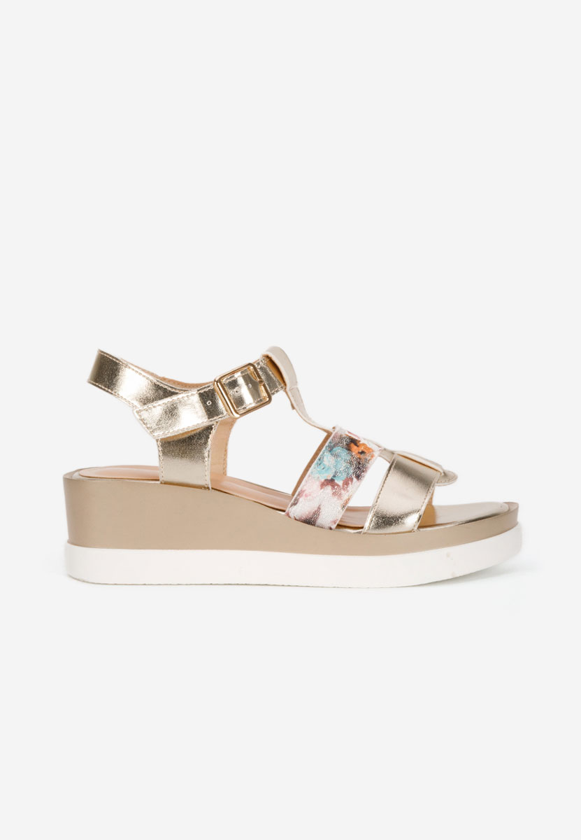 Zlaté sandály na klínku Anastasis