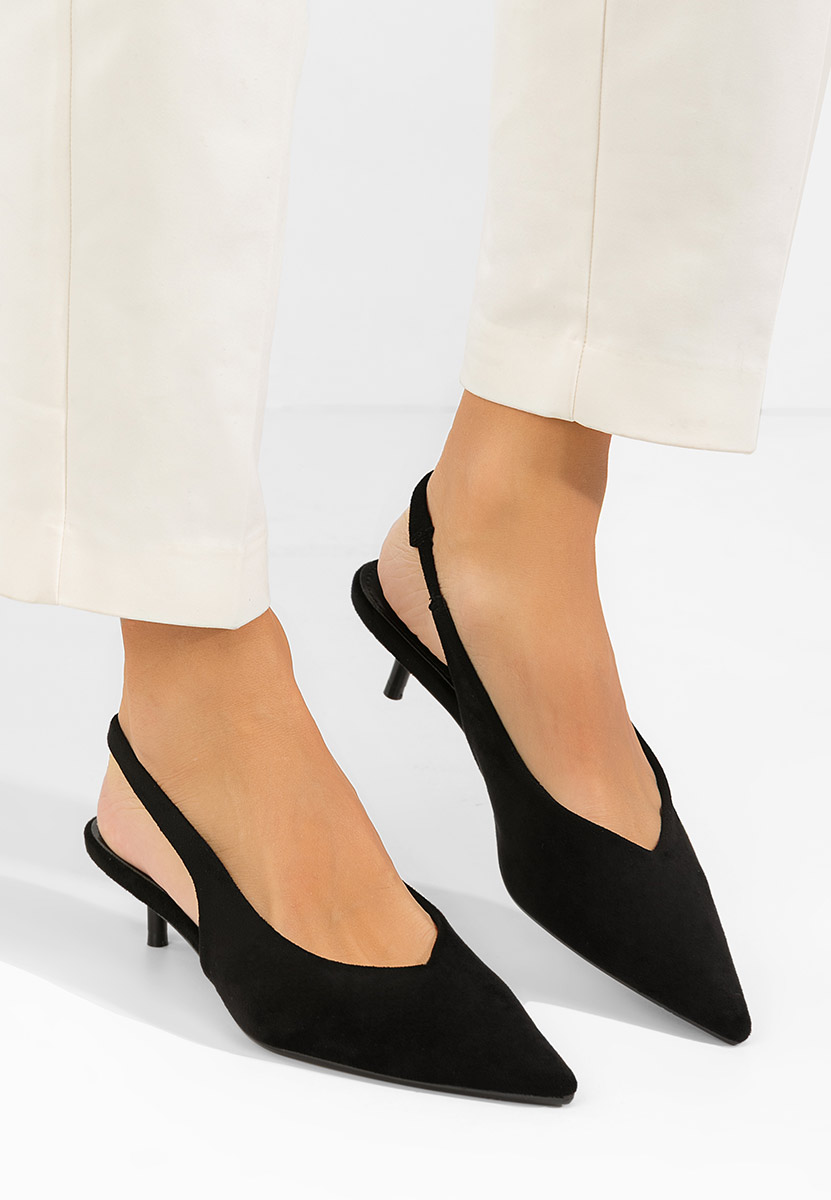 Černé lodičky s otevřenou pätou Amadeea