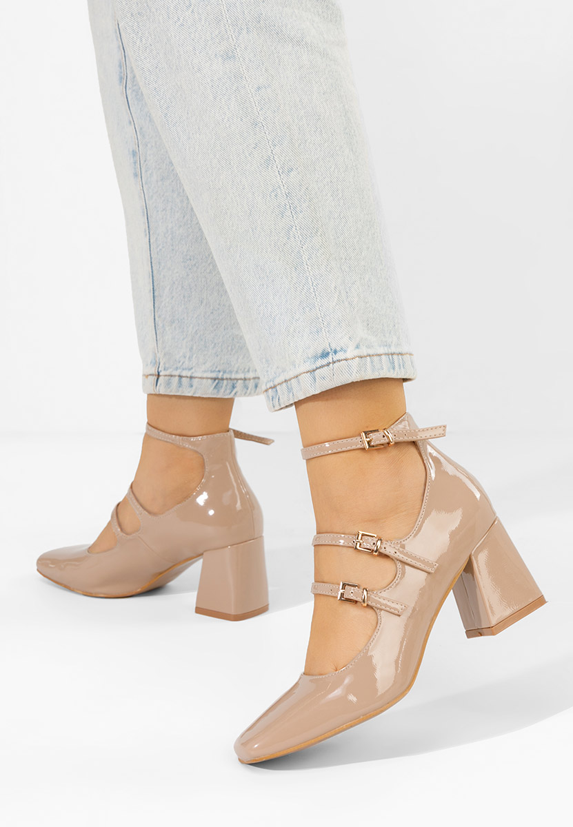 Béžové lesklé lodičky Renelia