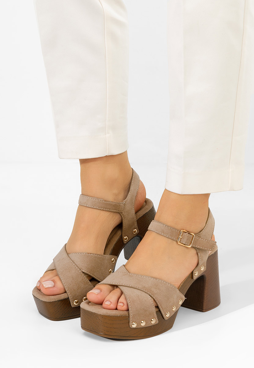 Khaki sandály na podpatku Radiana