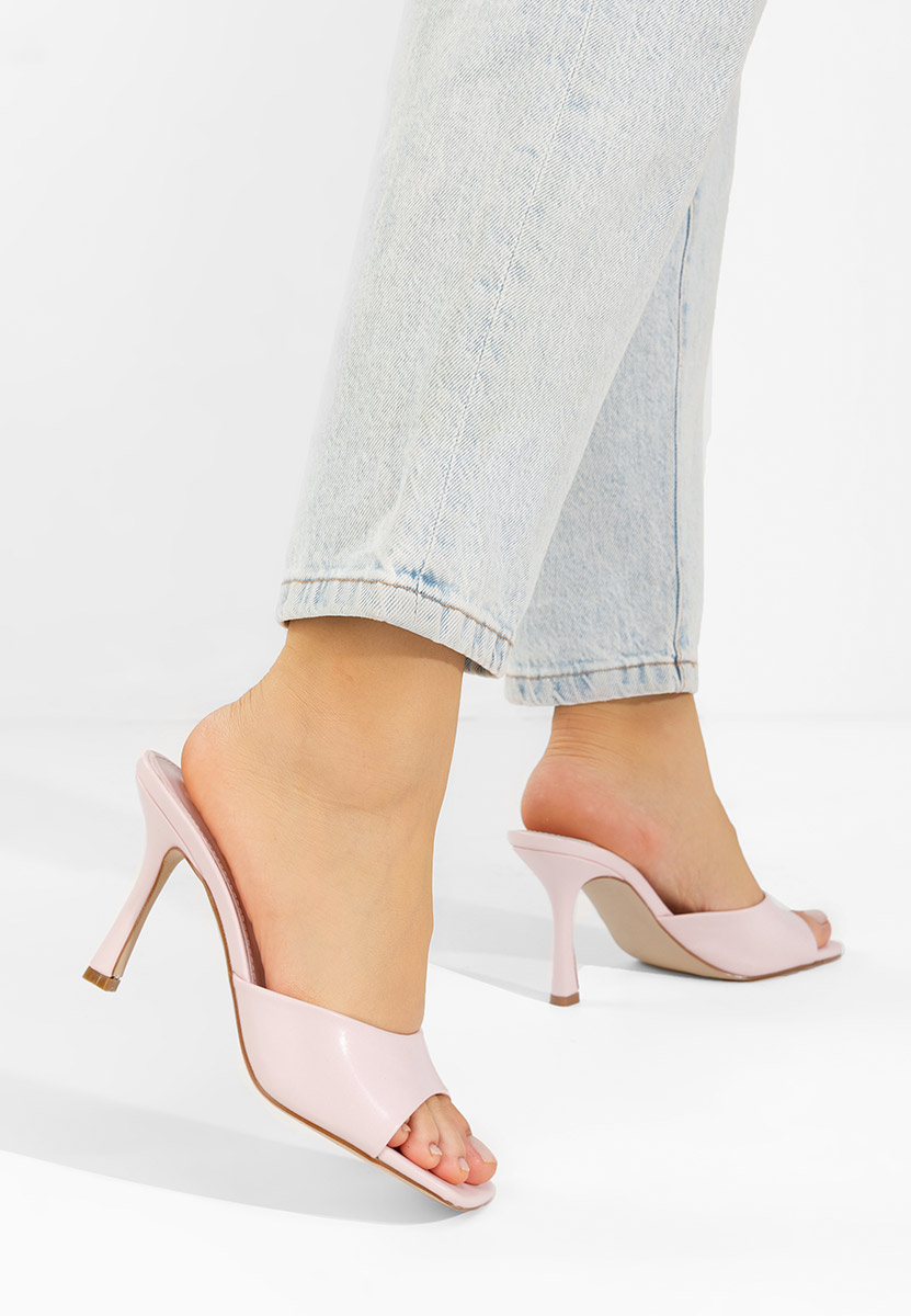 Ružové pantofle na podpatku Elseia