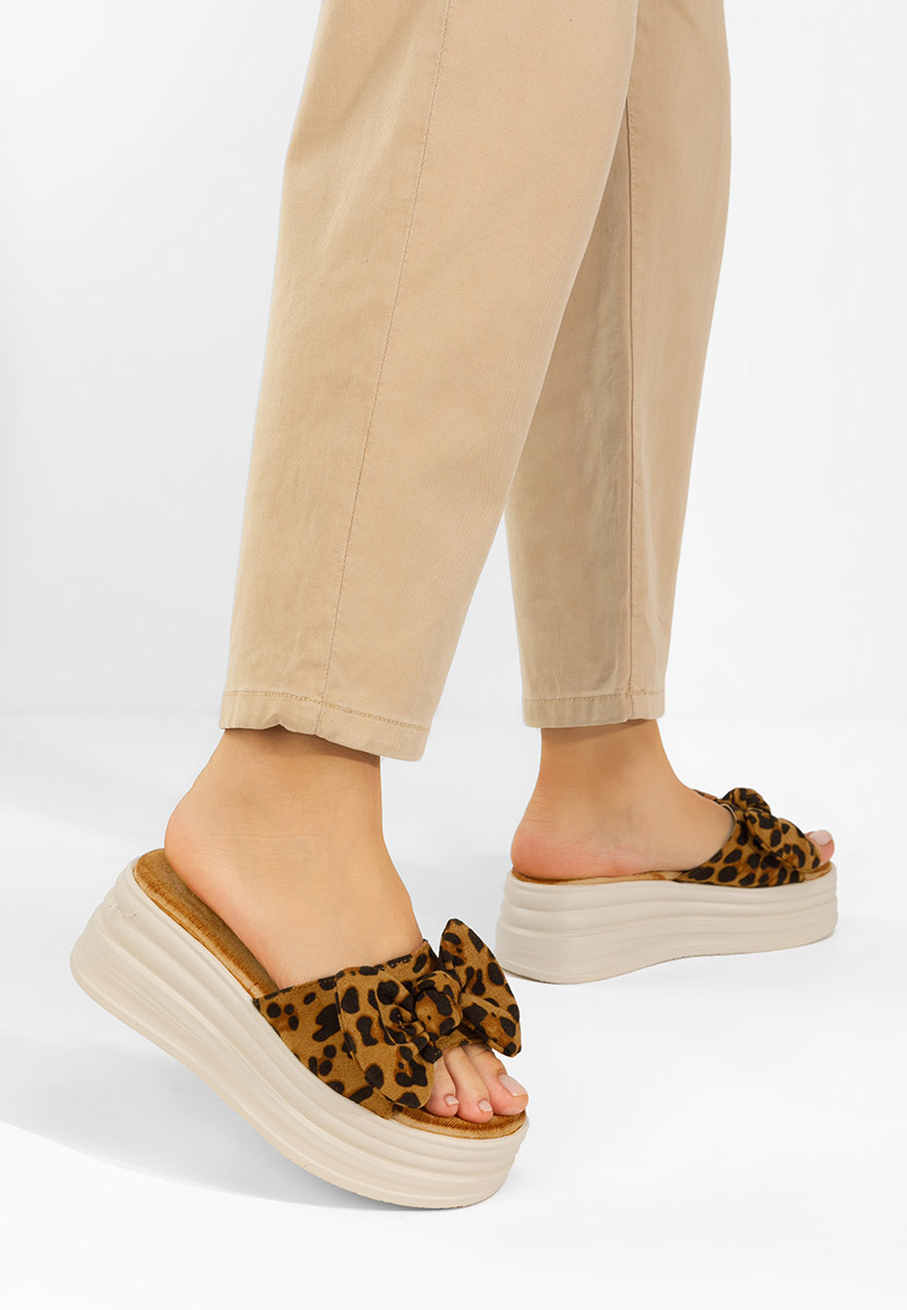 Leopardí pantofle na platformě Elarya