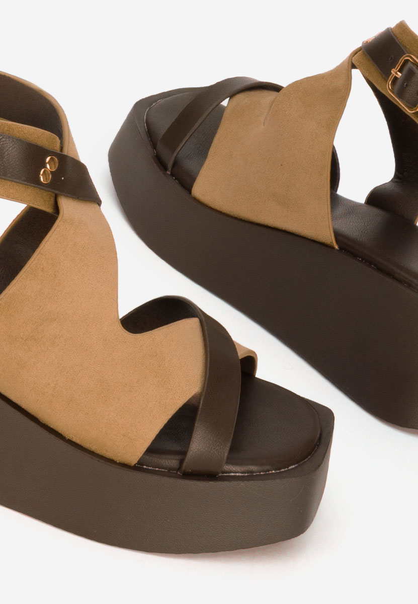 Khaki sandály na platformě Kataline