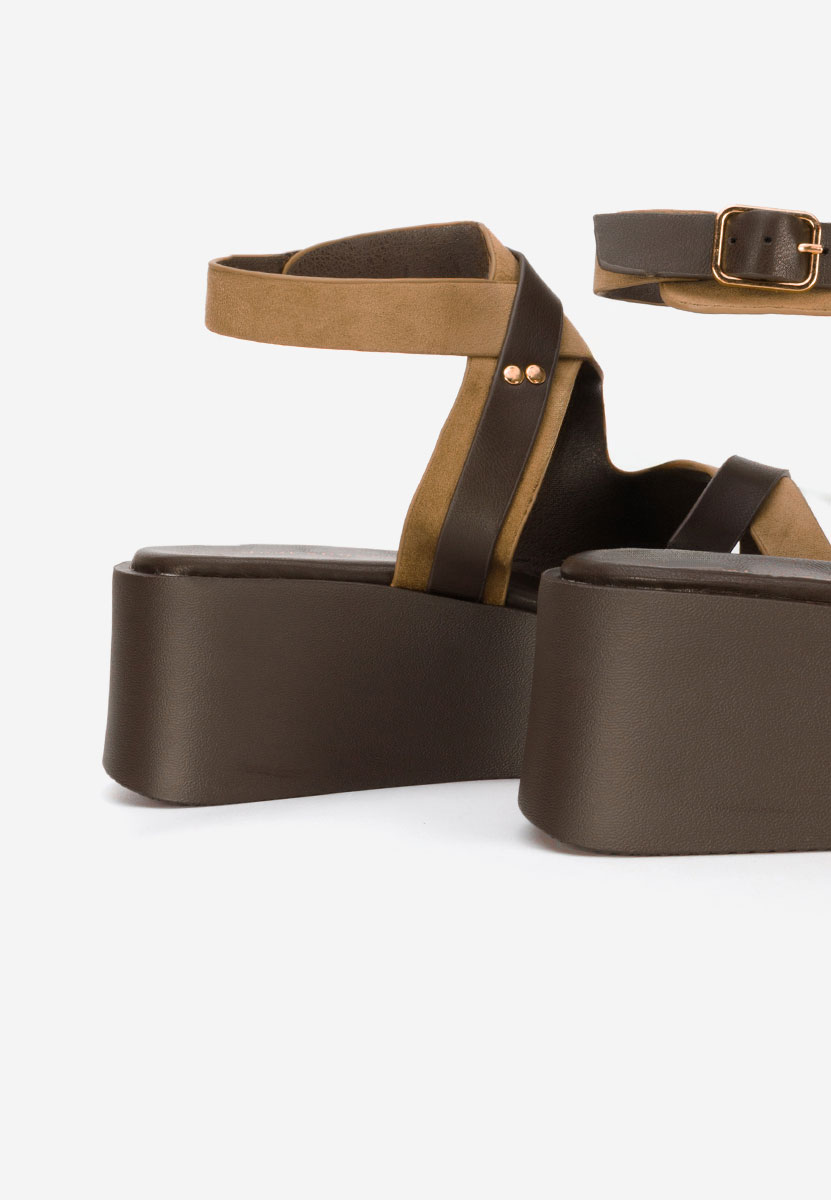 Khaki sandály na platformě Kataline