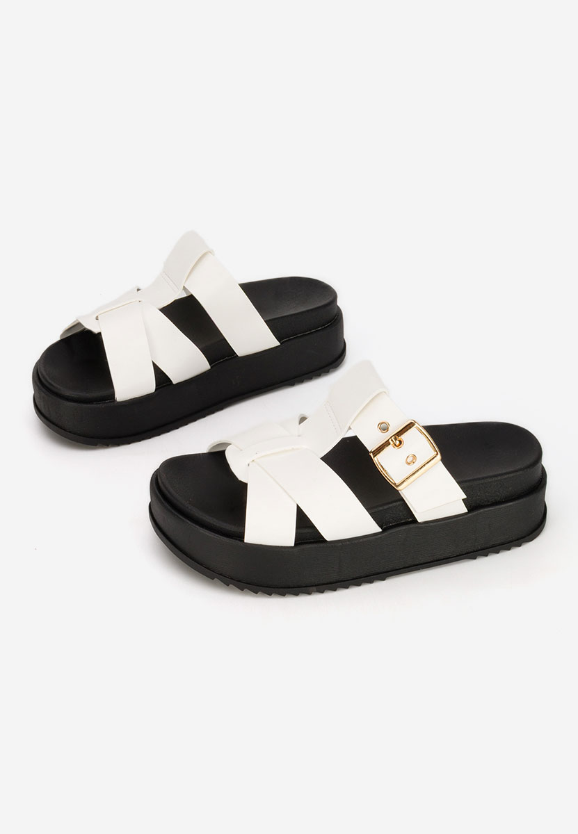 Bílé pantofle na platformě Inaria