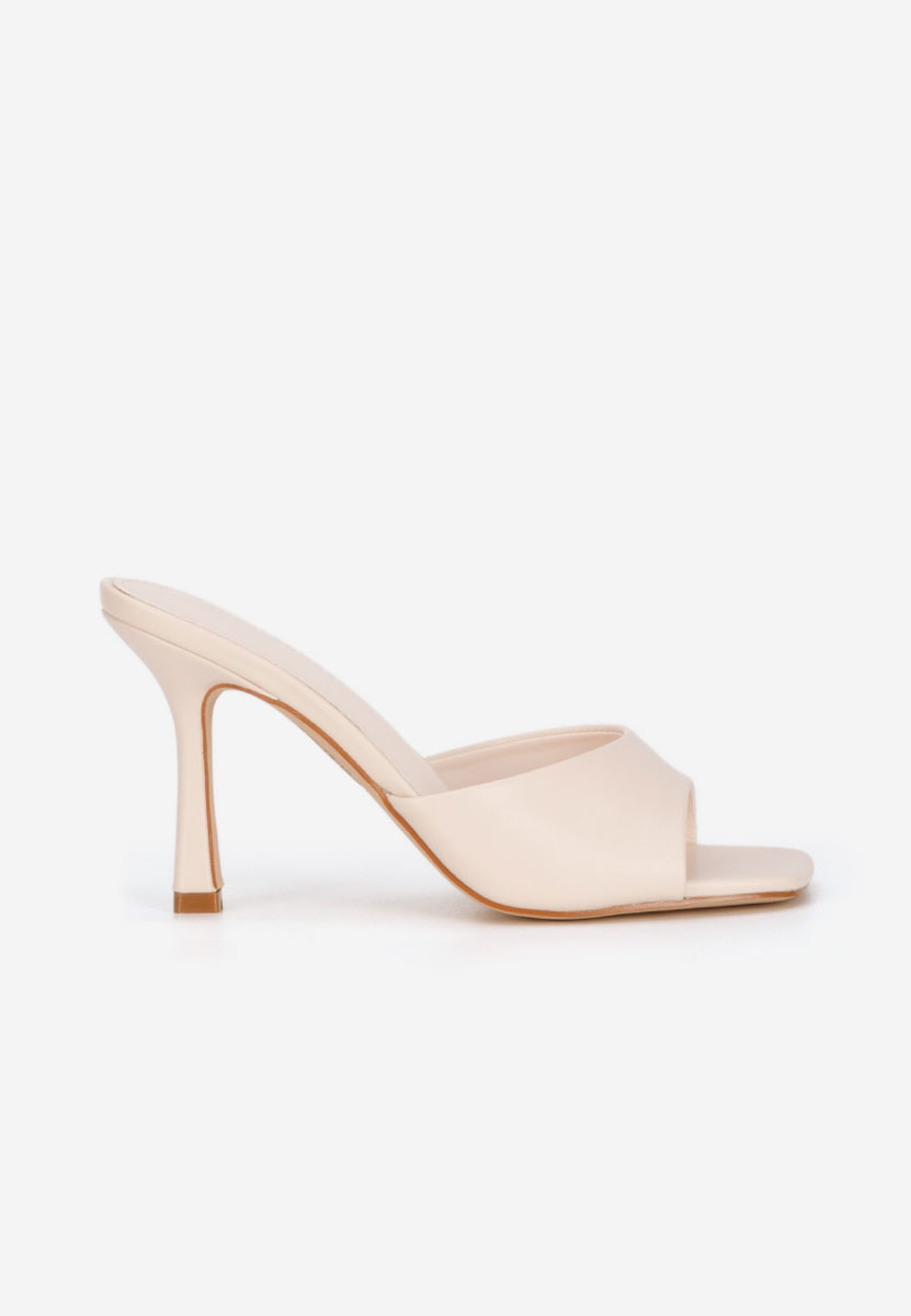 Béžové pantofle na podpatku Elseia