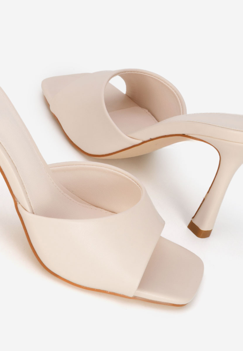 Béžové pantofle na podpatku Elseia