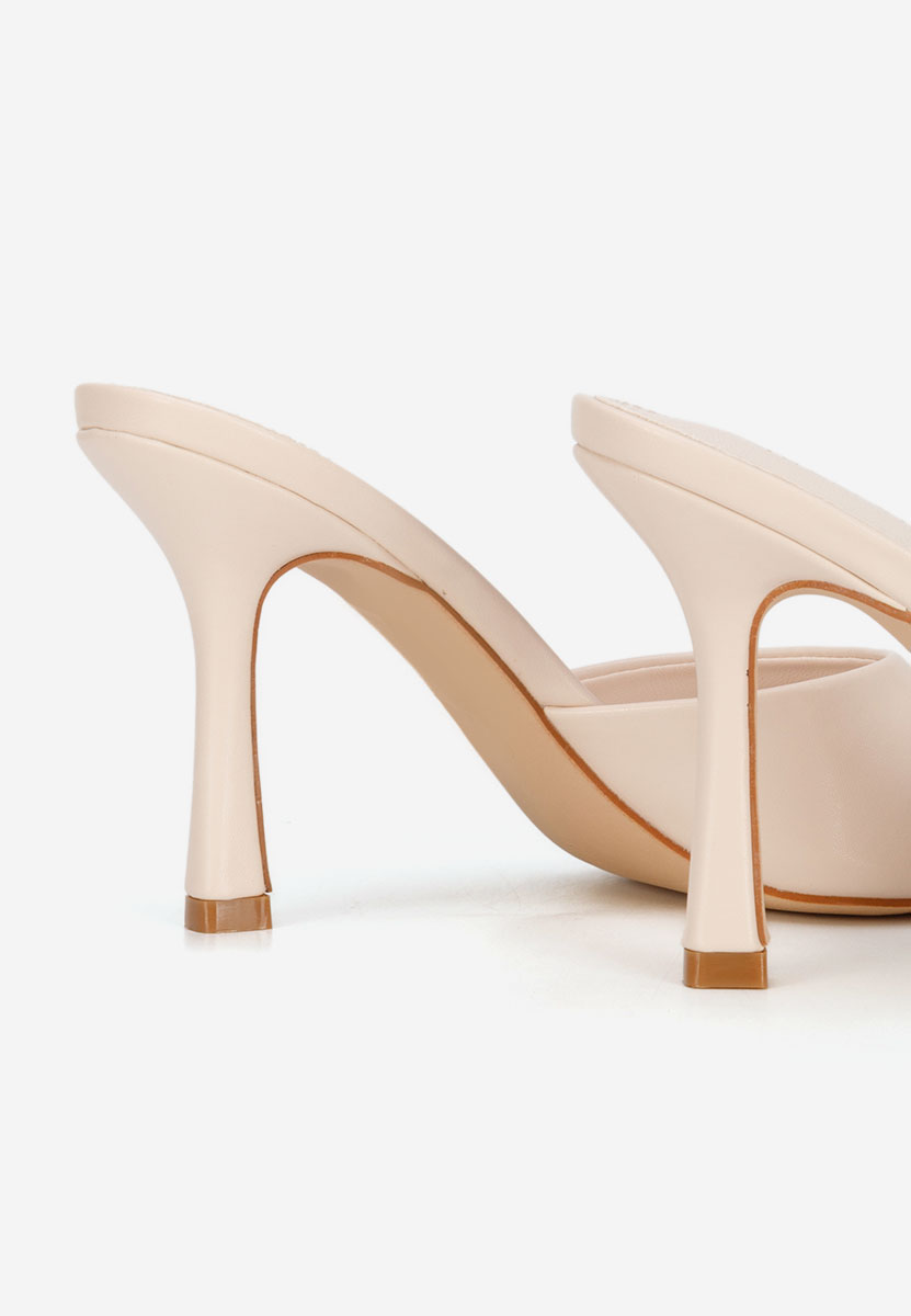 Béžové pantofle na podpatku Elseia