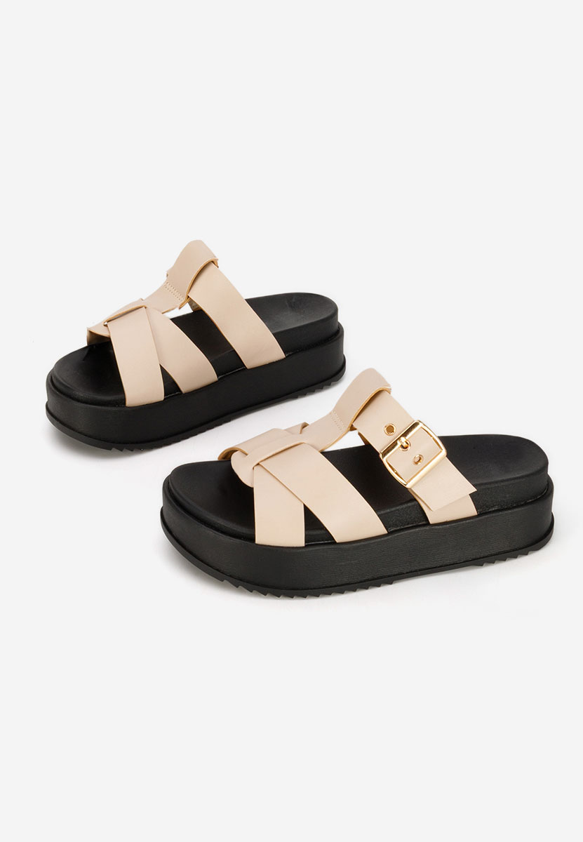 Béžové pantofle na platformě Inaria