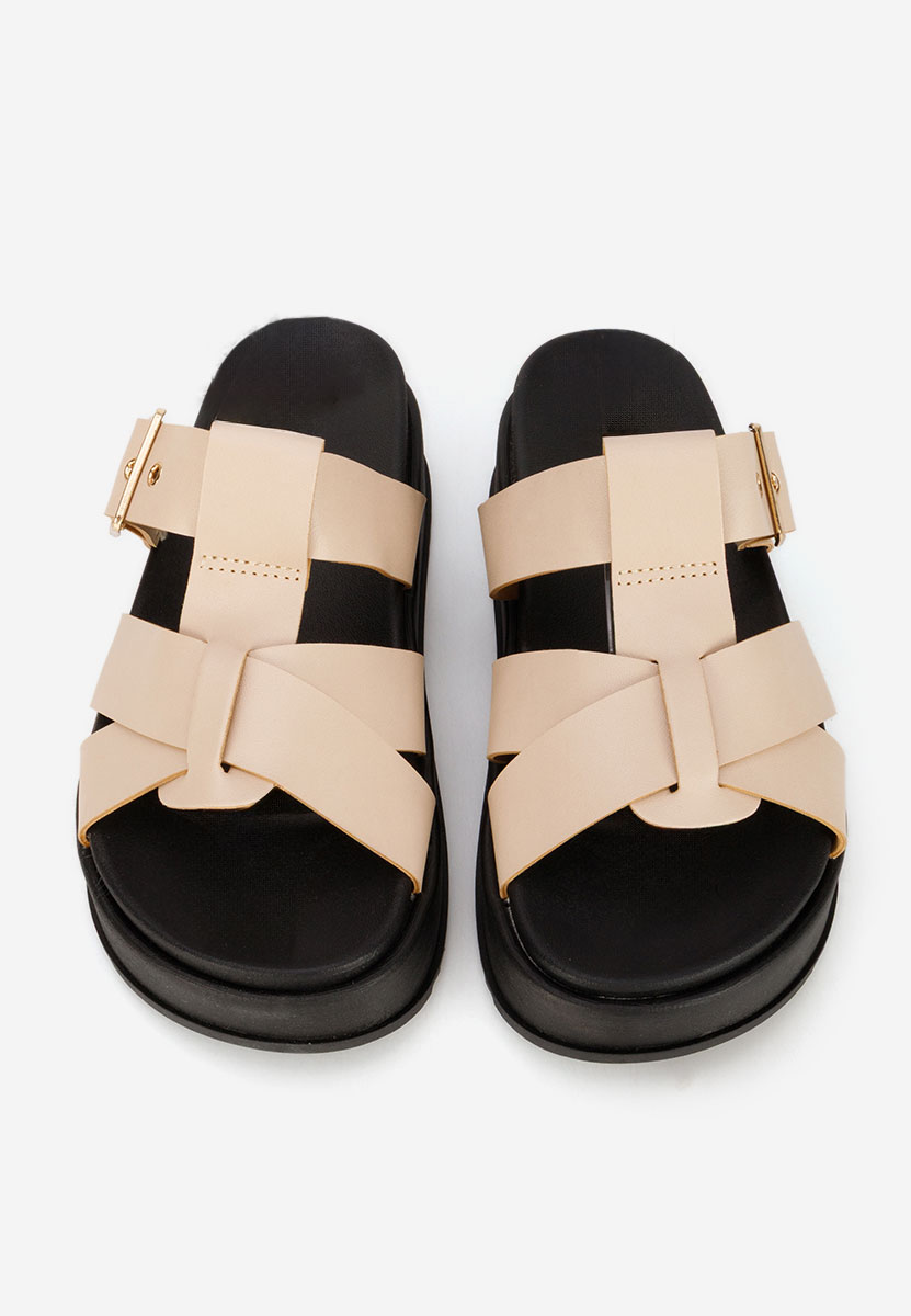 Béžové pantofle na platformě Inaria