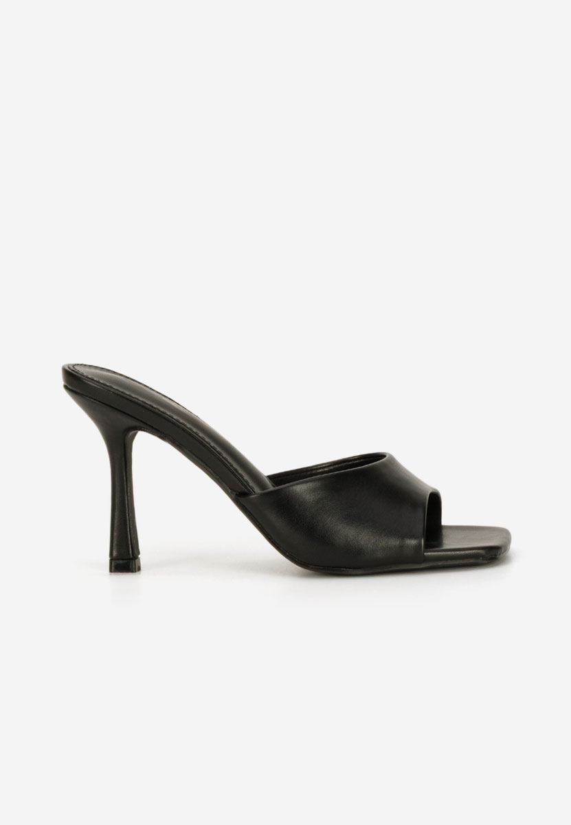 Černé pantofle na podpatku Elseia