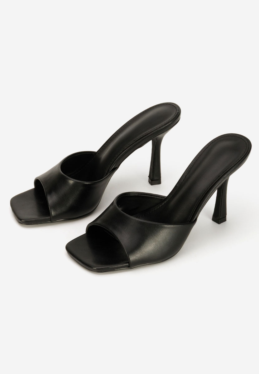 Černé pantofle na podpatku Elseia