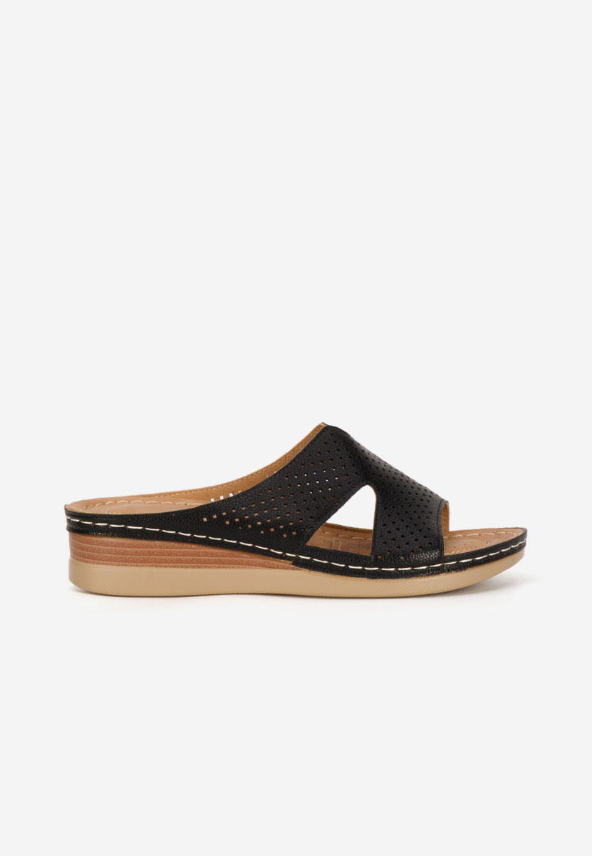 Černé pantofle na klínku Hermana