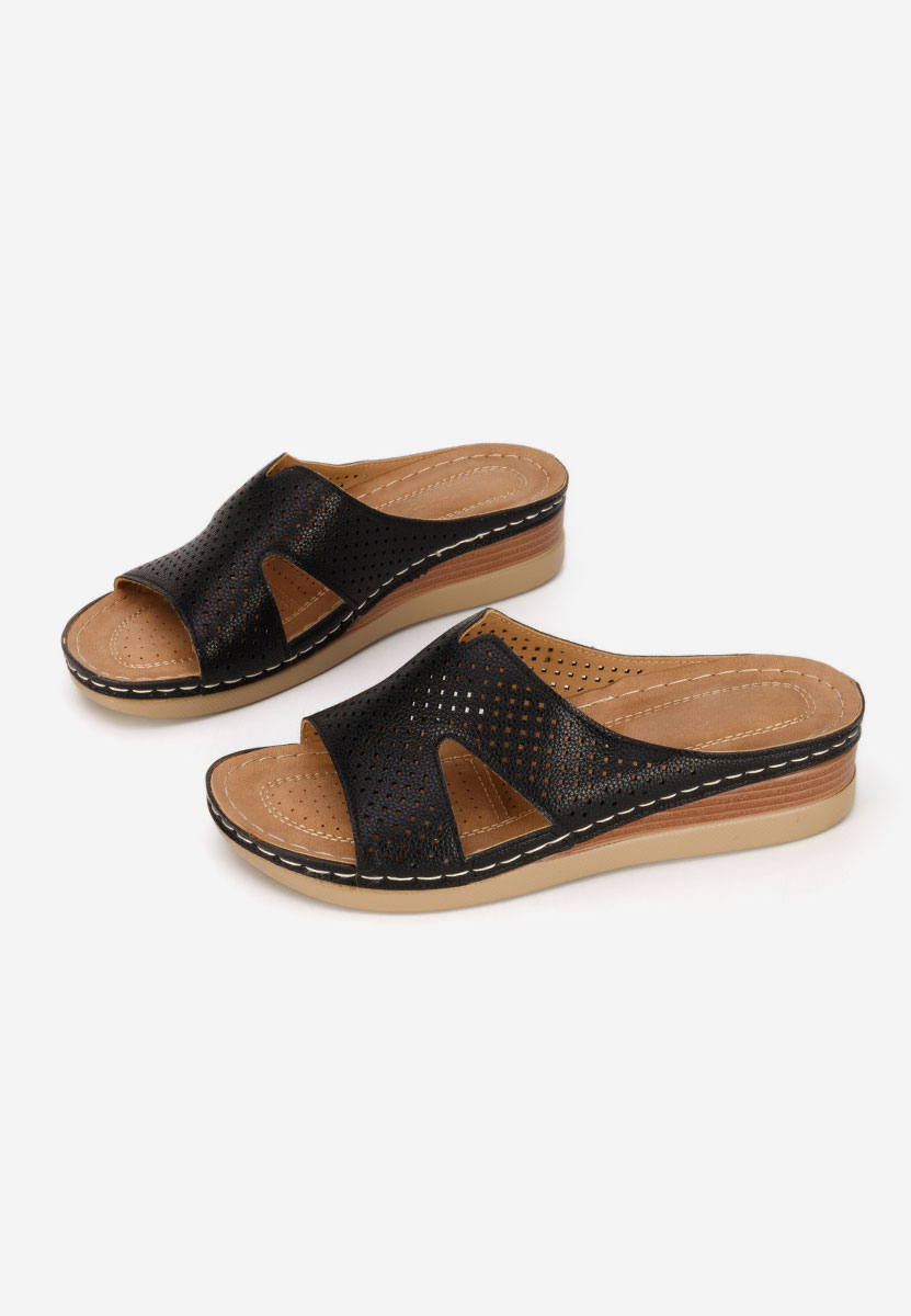 Černé pantofle na klínku Hermana