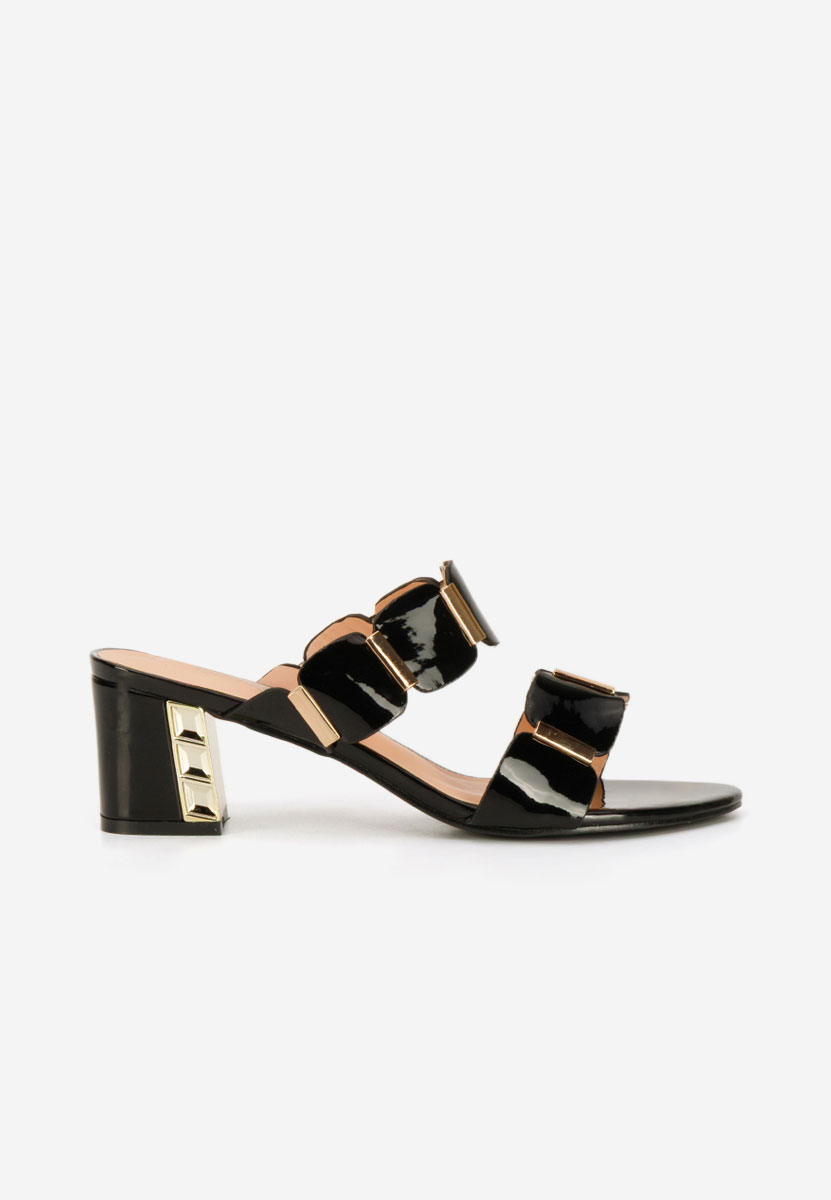 Černé pantofle na podpatku Raniela