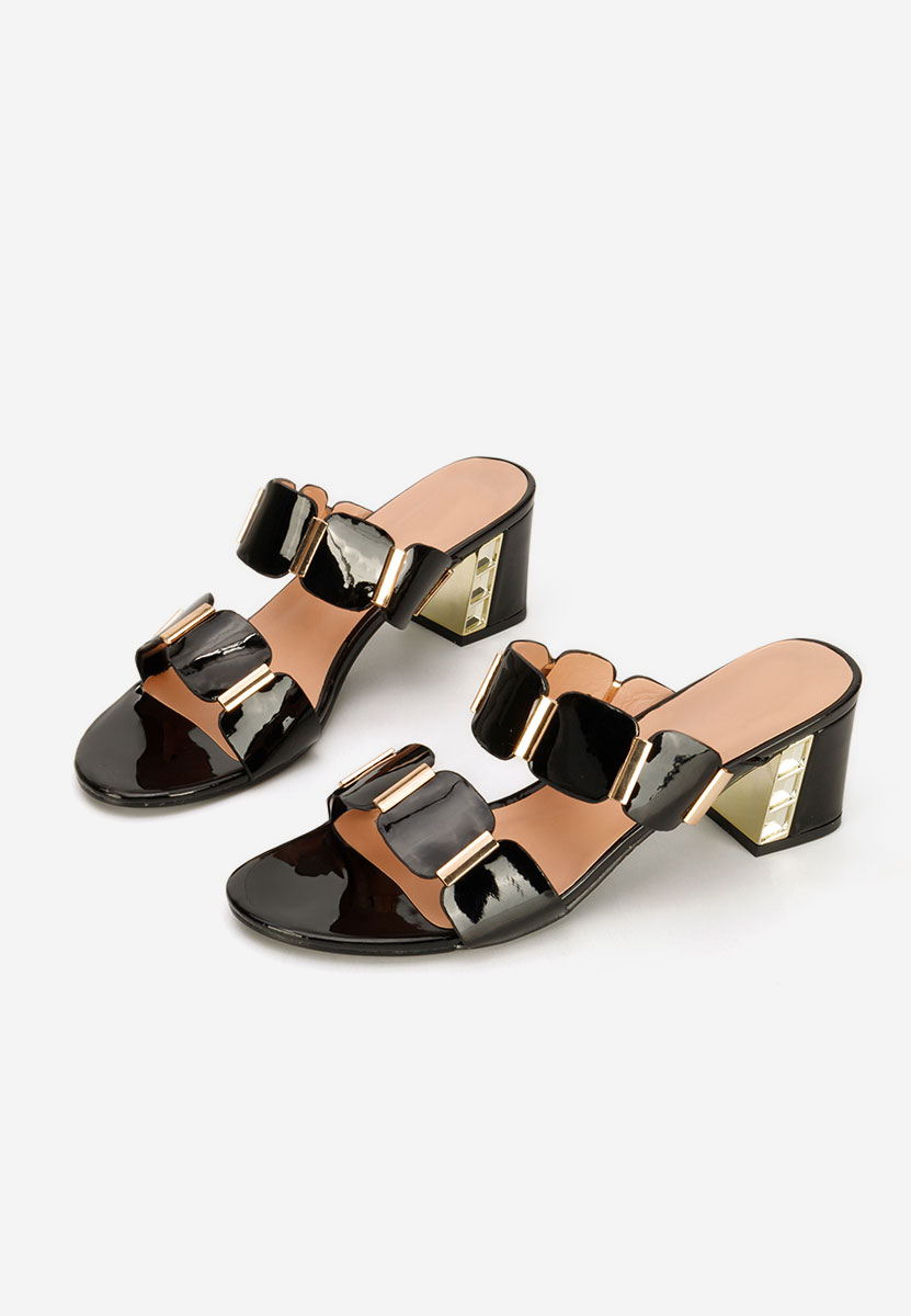 Černé pantofle na podpatku Raniela