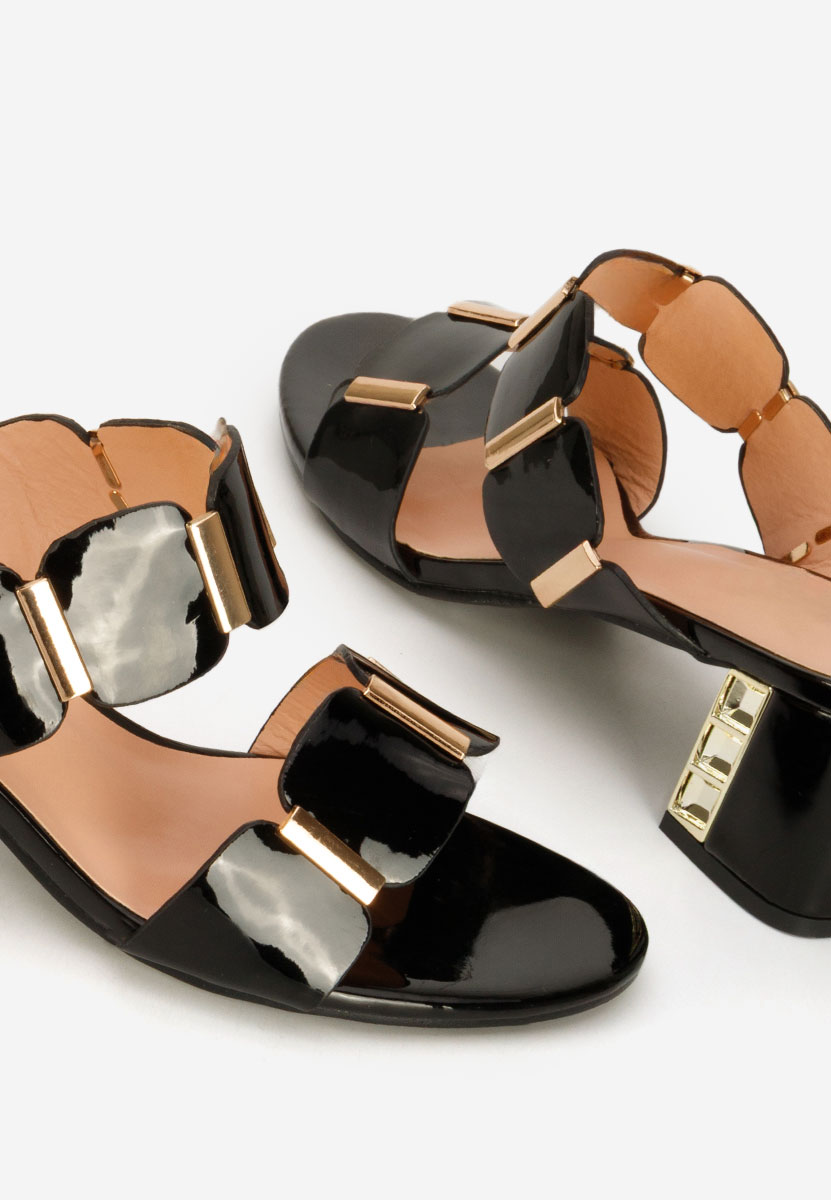 Černé pantofle na podpatku Raniela