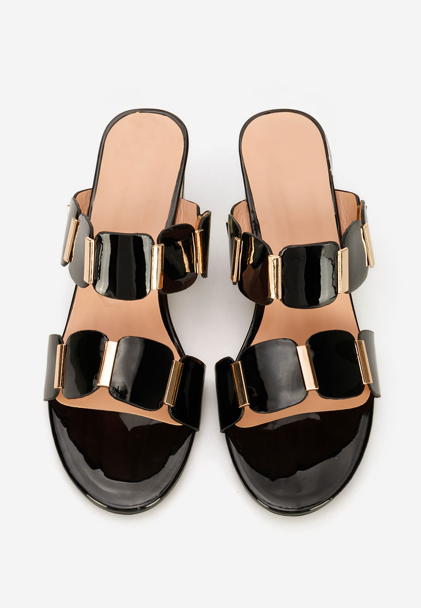 Černé pantofle na podpatku Raniela