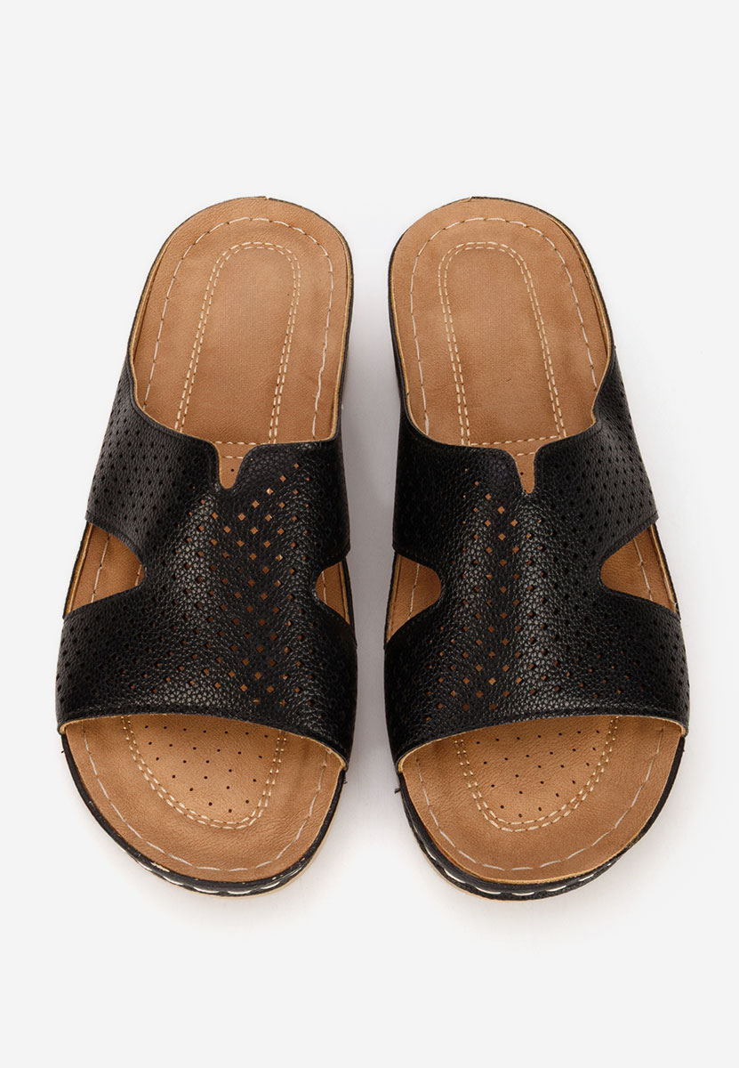 Černé pantofle na klínku Hermana