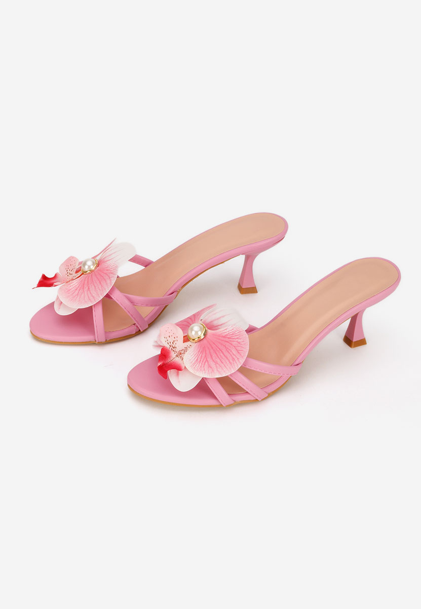 Ružové pantofle na podpatku Florentia