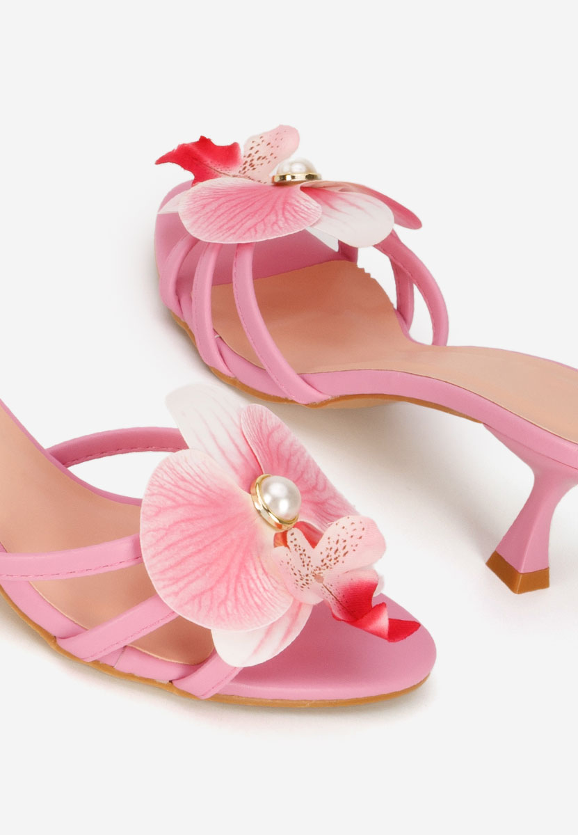 Ružové pantofle na podpatku Florentia