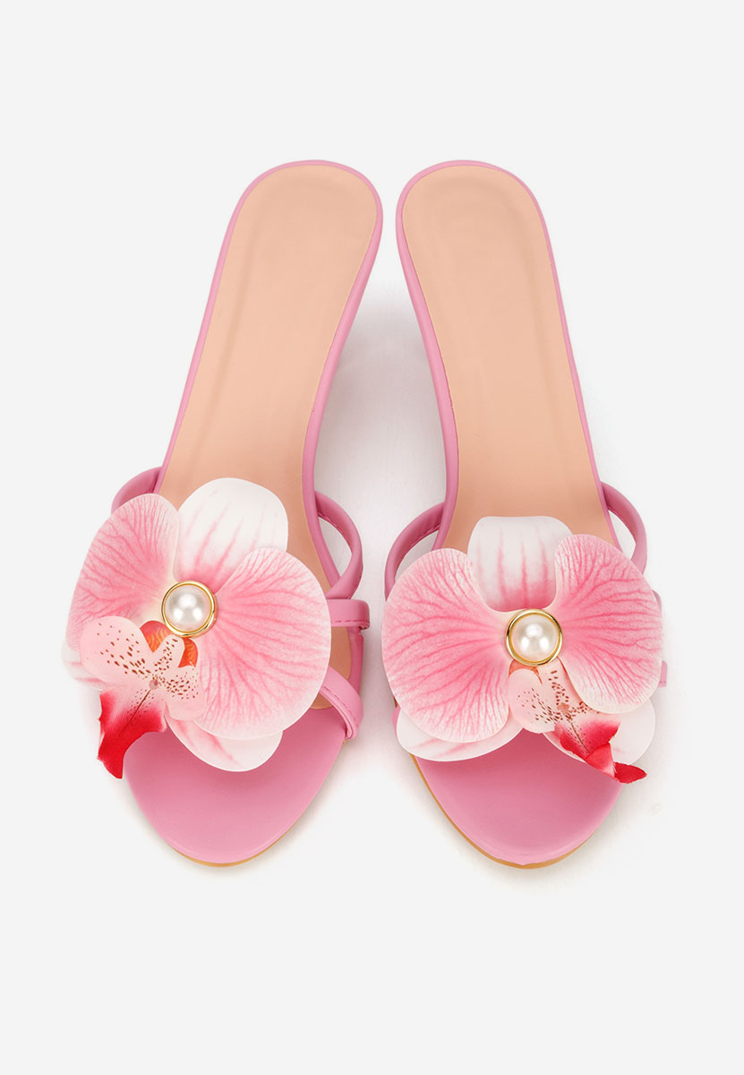 Ružové pantofle na podpatku Florentia