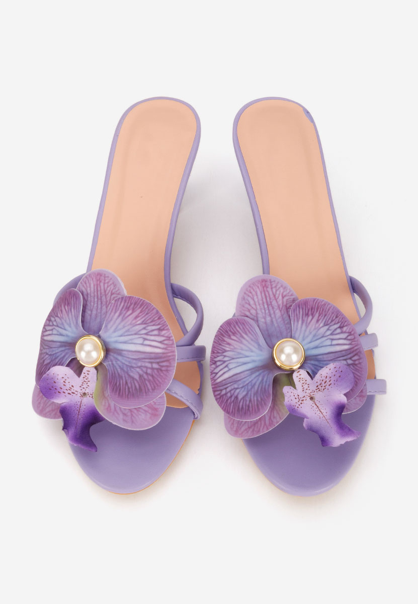 Fialové pantofle na podpatku Florentia