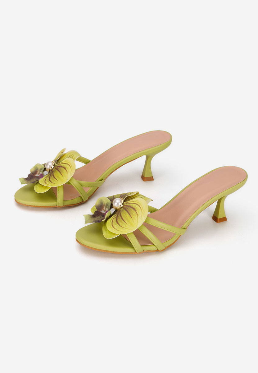 Zelené pantofle na podpatku Florentia