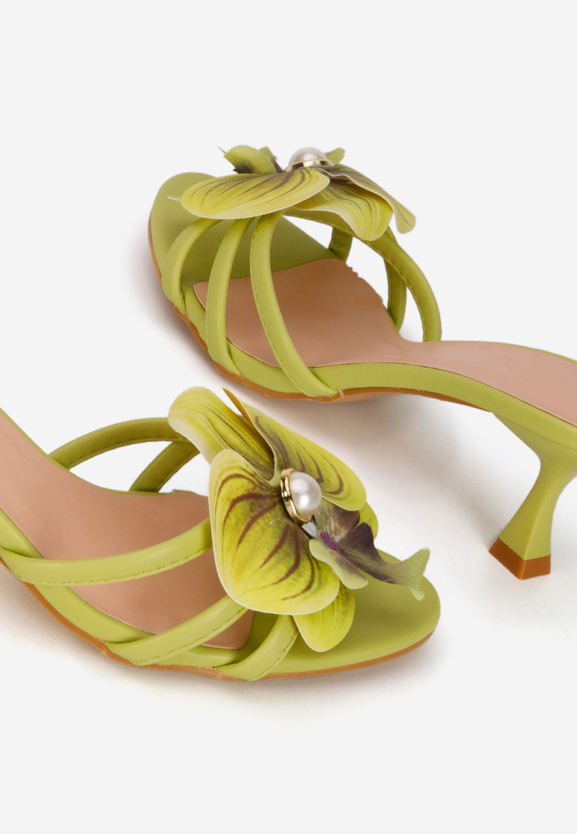 Zelené pantofle na podpatku Florentia