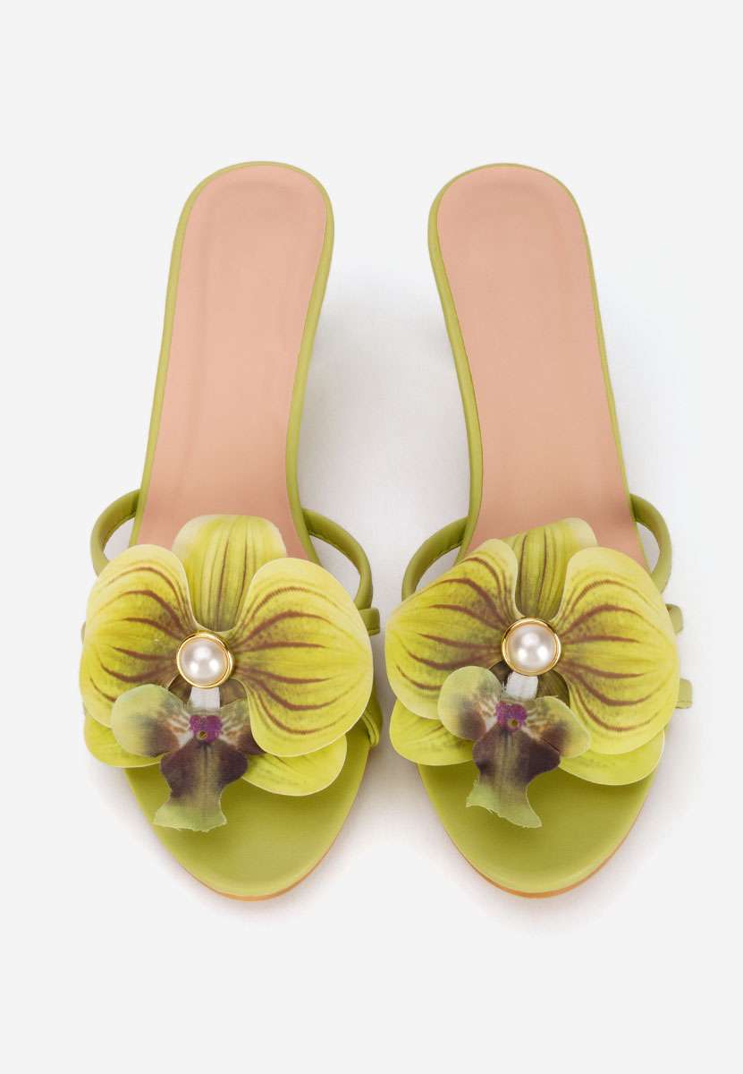 Zelené pantofle na podpatku Florentia