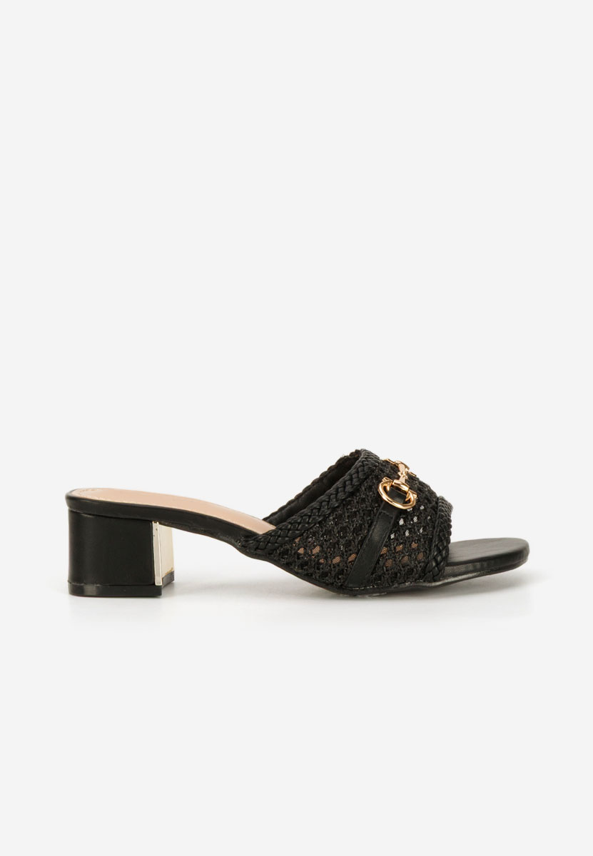 Černé pantofle na podpatku Giustinia