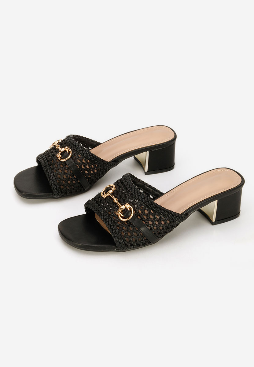 Černé pantofle na podpatku Giustinia