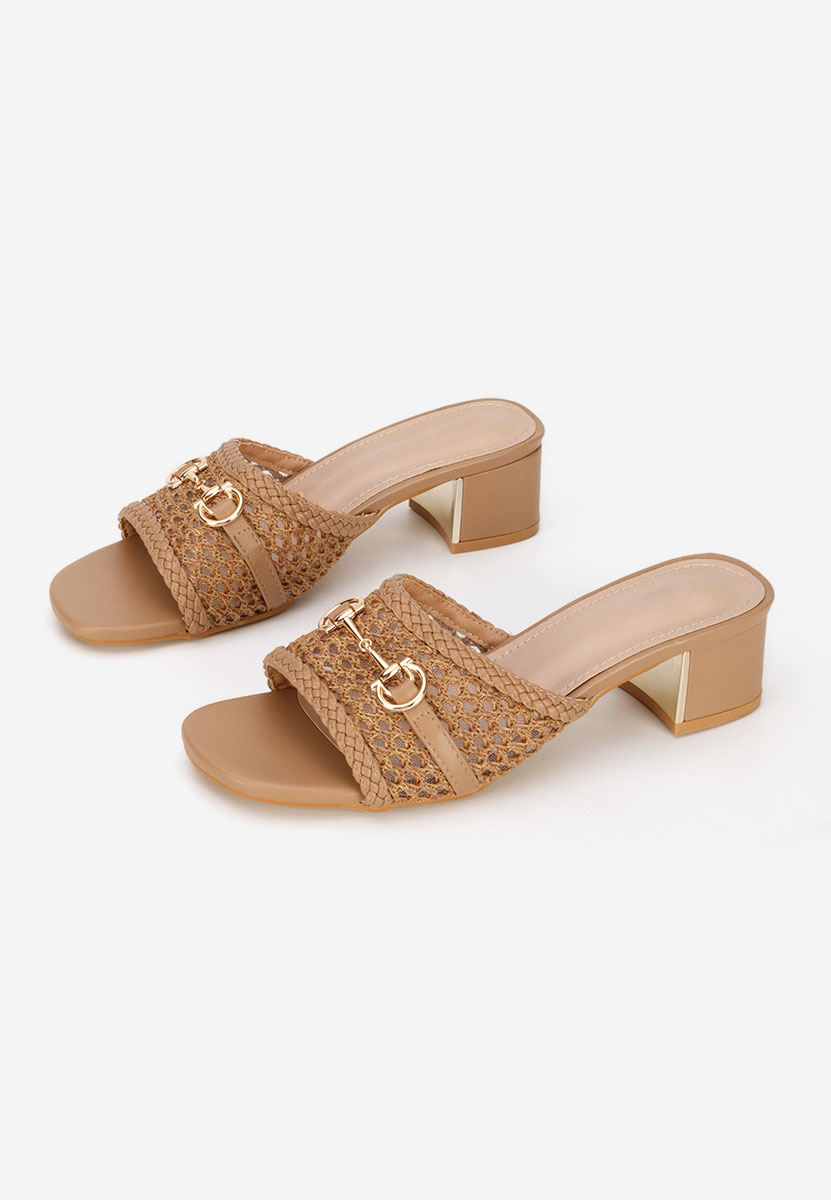 Camelové pantofle na podpatku Giustinia