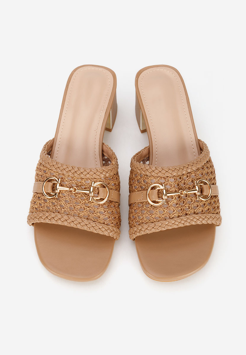 Camelové pantofle na podpatku Giustinia