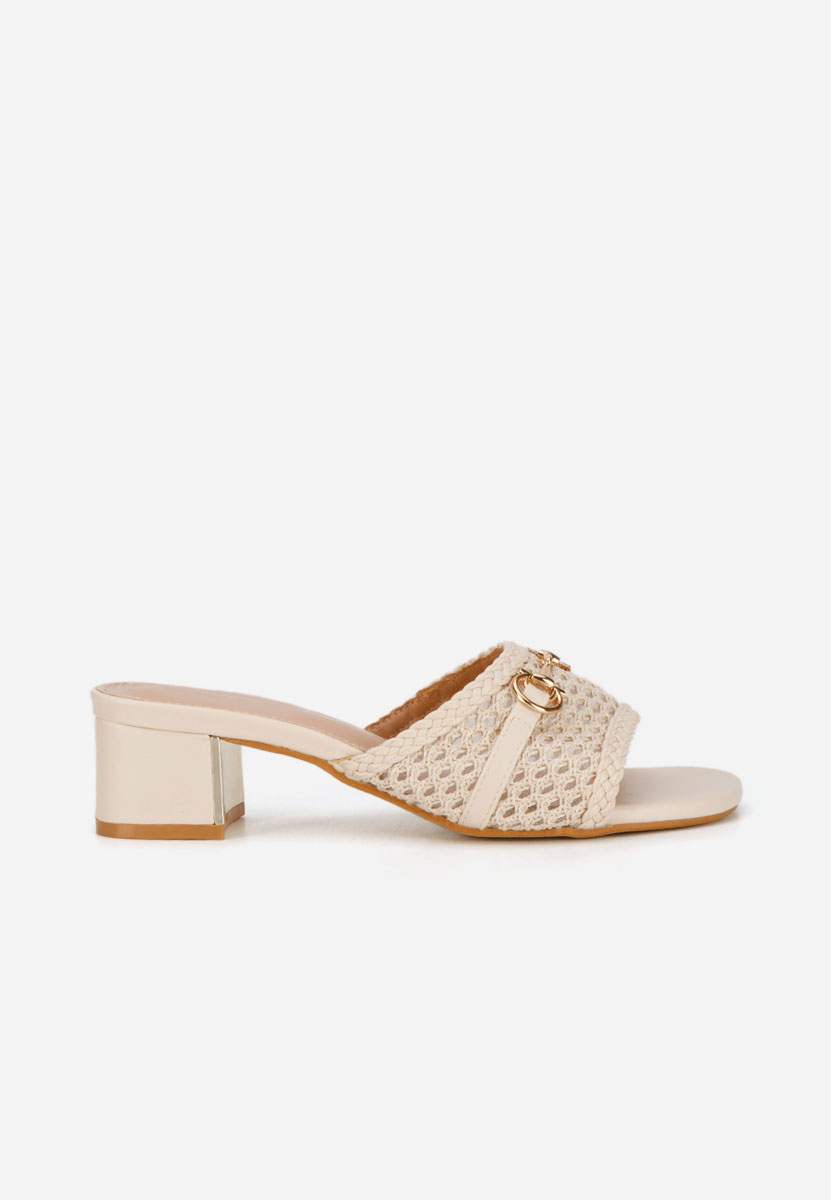 Béžové pantofle na podpatku Giustinia