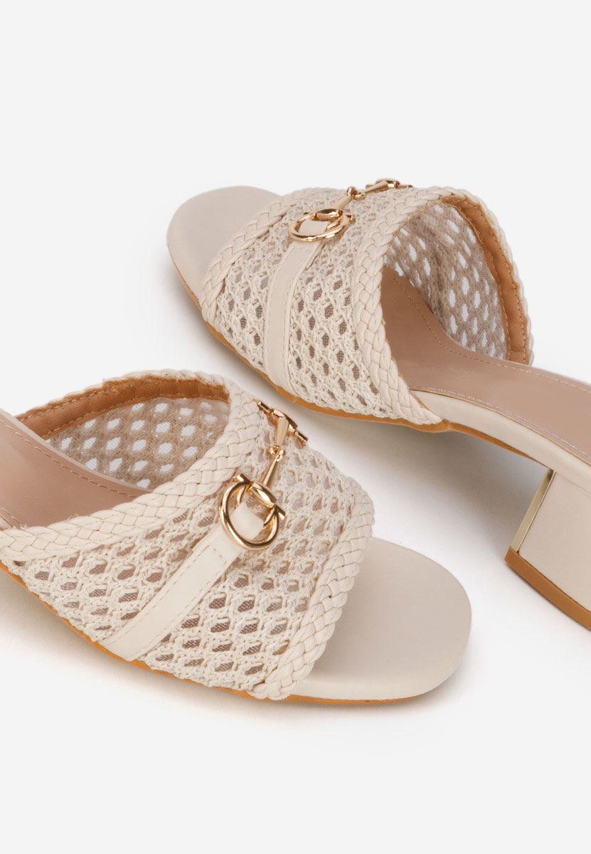 Béžové pantofle na podpatku Giustinia