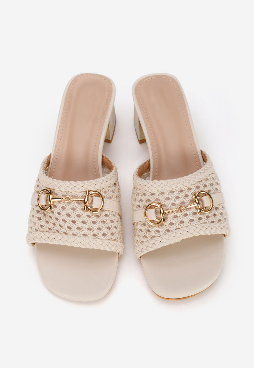 Béžové pantofle na podpatku Giustinia